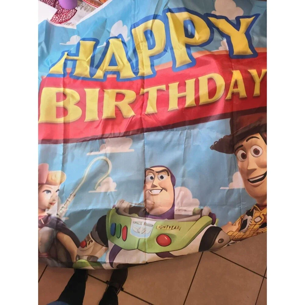 Toy Story Characters Happy Birthday Backdrop 5' x 3' HUGE NEW NO Box Photo Area